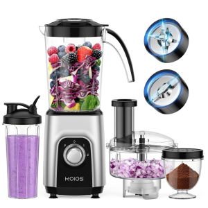 KOIOS Blender/Food Processor Combo Max 1000W, 4 in 1 34oz Pitcher, 22oz Blending Cup, Meat Grinder & Vegetable Chopper, Spice Grinder,BPA Free -All-in-One Kitchen System, Dishwasher Safe - Image 1