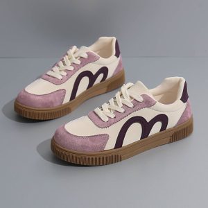 Women Spring Autumn Retro Colorblock Faux Nubuck Sneakers Lace Up Gum Rubber Sole Comfort Flat Casual Outdoor Walking Shoes - Image 7