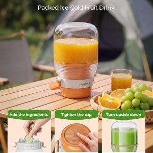 Licuadora Portatil personal travel blender 34OZ Smoothie Shake Juicer Cup 80W motor, 10-leaf system crushes ice in 30s. 34oz BPA-free cup with dual lids. 1500mAh battery, safety lock, easy clean. - Image 6